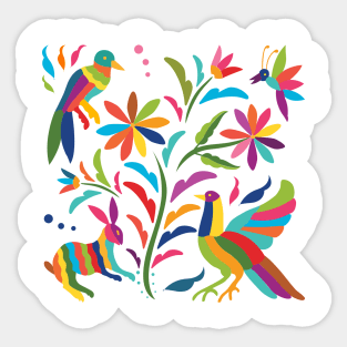 Mexican Otomí Flora and Fauna Composition / Colorful & happy art by Akbaly Sticker